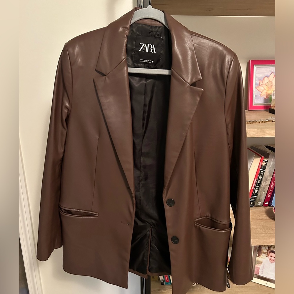 Zara faux leather blazer